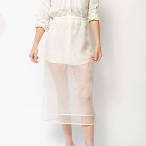 DONNI. Sheer Cream Midi Skirt